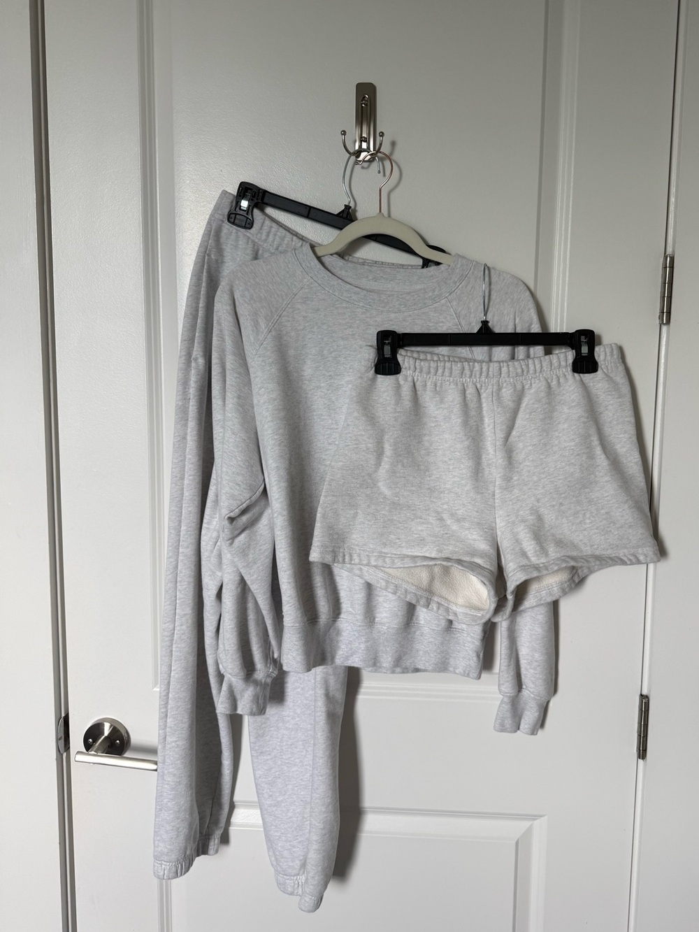Aritzia Matching Sweat Set - Jogger, Sweat Shirt, TNA shorts- Light Gray